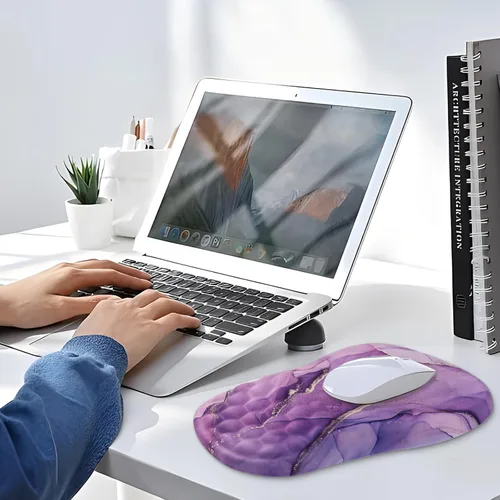 Vista 7 de Alfombrilla de mouse ergonómica con reposamuñecas, cómoda alfombrilla de mouse para computadora portátil para aliviar el dolor con base