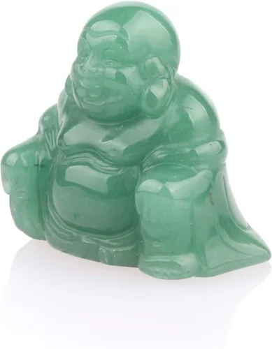 Vista 3 de Figuras de aventurina verde de 1.496 in de cristal curativo tallado riendo feliz Buda Feng Shui riqueza y buena suerte