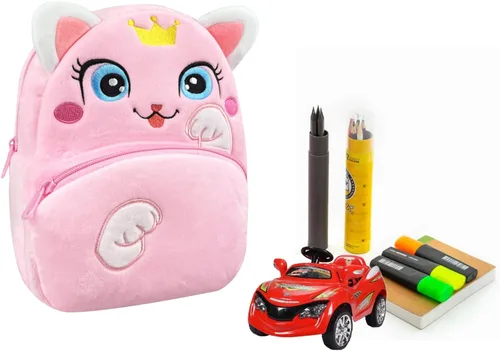 Vista 6 de NICE CHOICE Linda bolsa cruzada para niños pequeños de peluche con dibujos animados, mini bolsa de viaje para bebé niña niño de 2 a 6 años, Mochila