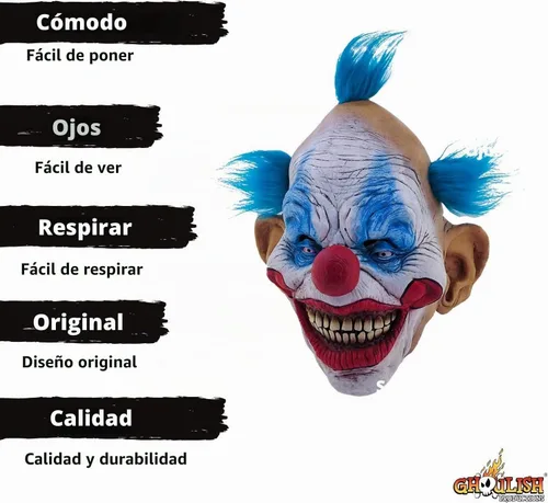 Vista 3 de Máscaras Ghoulish Máscara de Dammy el payaso para adultos, Multi