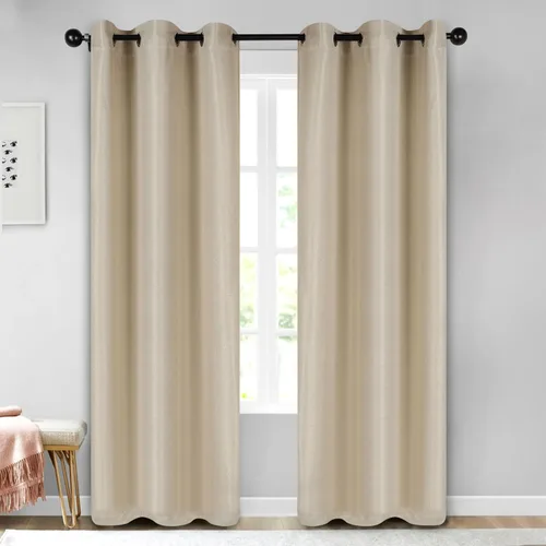 Vista 8 de Superior Cortinas opacas, aisladas, cortinas con bloqueo solar para dormitorio, sólidas, texturizadas, ventana de sala de estar, tejido térmico