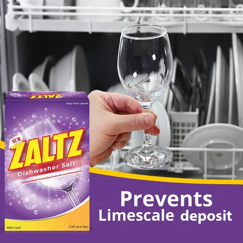 Vista 3 de Zaltz - Sal para lavavajillas, suavizante de agua, limpiador, agente de enjuague con boquilla fácil de verter, sal real para lavavajillas, caja