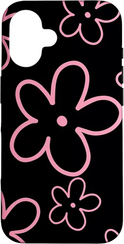 Vista 32 de Pink Black Flower Retro Modern Boho Floral Aesthetics Case for iPhone 17