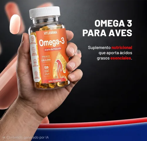 Vista 2 de Omega 3 para Gallos - Aceite de Pescado para Gallos EPA y DHA 120 cápsulas blandas