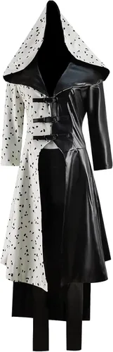 Vista 5 de Disfraz de cruella deville para mujer adulta, disfraz de Cruella dálmata para Halloween