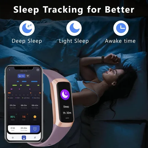 Vista 5 de ZKSSGY Rastreador de actividad con monitor de sueño de oxígeno en sangre y frecuencia cardíaca 24/7, monitor de actividad con pantalla táctil AMOLED