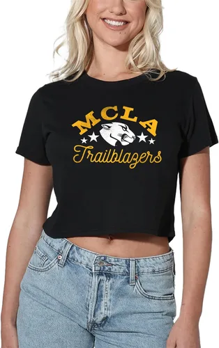 Vista 256 de Colección oficial de camisetas con diseño de mascota desgastada para mujer, color negro Grizzlies del estado de Adams