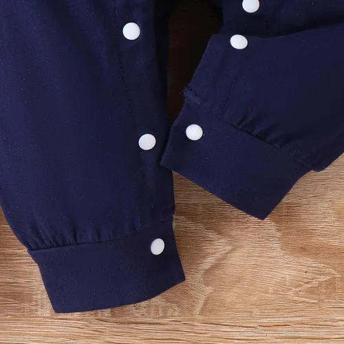 Vista 7 de Conjunto de ropa de bebé para recién nacido, para otoño e invierno, a rayas, mameluco de dibujos animados, conjunto de pantalones con tirantes
