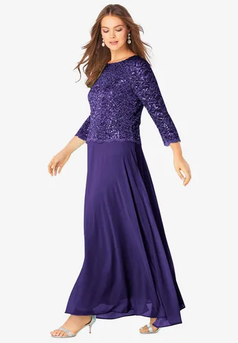 Vista 4 de Roaman's Vestido Popover de encaje de talla grande para mujer