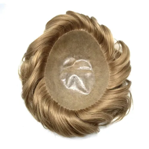 Vista 300 de Toupee para hombre 100% cabello humano real tupé para hombres 0.004 in piel de poliuretano para hombre, sistema de reemplazo de piezas de pelo