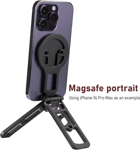 Vista 3 de Trípode de bolsillo compatible con MagSafe, sujeción magnética resistente, altura ajustable para teléfonos MagSafe, ideal para vlogging