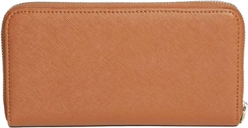 Vista 2 de GUESS Abree Logo Saffiano Cartera mediana con cremallera, Coñac