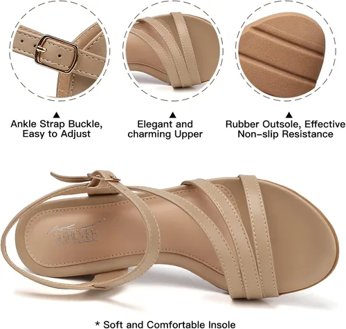 Vista 4 de SHIBEVER Sandalias de cuña para mujer de vestir sandalias casuales de plataforma para caminar cómodas para mujer