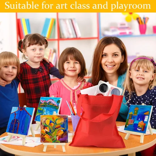 Vista 7 de 8 juegos de pintura de acuarela, suministros para fiestas, mini lienzo de pintura y caballete con mini juegos de pintura de acuarela de 4 x 4, mini
