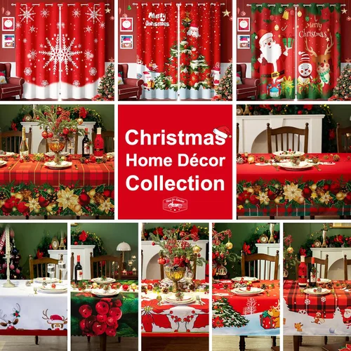 Vista 2 de Mantel Rectangular de Navidad - 52x70 pulgadas - Resistente al Agua, Estampado Decorativo de Fiestas de Fin de Año, Mantel Oblongo de Tela Dibujos