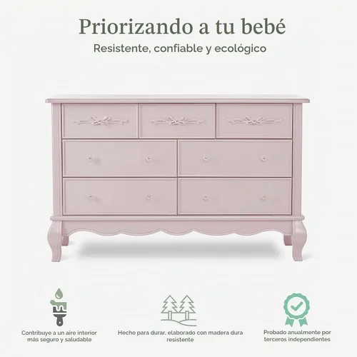 Vista 4 de EvolurAurora 7 Drawer Double Double, Rose Dusty Rosa polvorienta