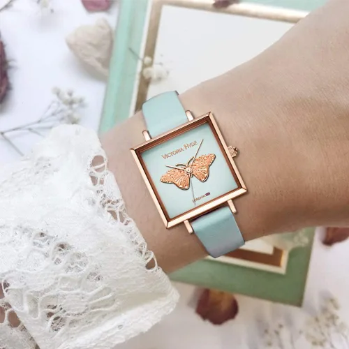 Vista 6 de VICTORIA HYDE Butterfly Women Watches Square Small Dial Watches for Women Waterproof Women's Wrist Watches with Genuine Leather Strap