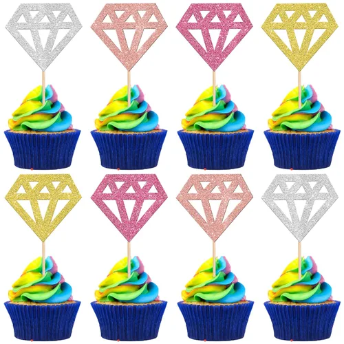 Vista 18 de 24 piezas de decoración para cupcakes con anillo de corazón, para despedida de soltera, bodas, compromisos, despedidas de soltera, suministros