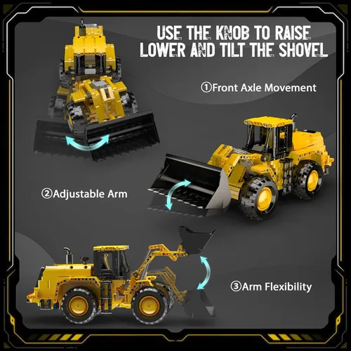 Vista 4 de Mould King 17084 - Juego de bloques de construcción para cargadora de ruedas, juguete de vehículo de ingeniería para construir, modelo de excavadora