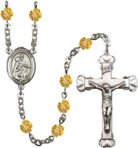 Vista 28 de Bonyak Jewelry Rosario chapado en plata de Santa Isabel de Portugal: cada mes de nacimiento color y más