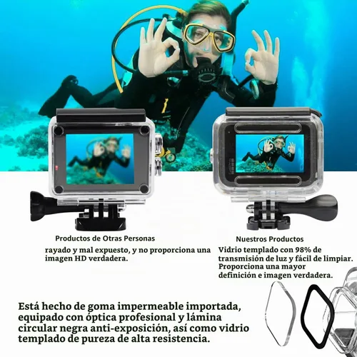 Vista 3 de Suptig Carcasa protectora impermeable para GoPro Hero 12/Hero 11/Hero 10/Hero 9 Negro Impermeable 164F