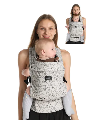 Vista 12 de GROWNSY Portabebés para recién nacidos a niños pequeños, ligero, ergonómico de 7-44 libras, portabebés para recién nacidos con soporte