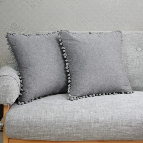 Vista 10 de Softta Euro Sham Covers - Juego de 2 fundas de almohada de 26 x 26 pulgadas con pompón negro, estilo étnico, vintage, 100% algodón puro, fundas