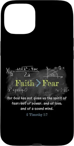 Vista 9 de Faith > Fear 2 Timothy 1:7 Christian Verse Math Equation Case for iPhone 17