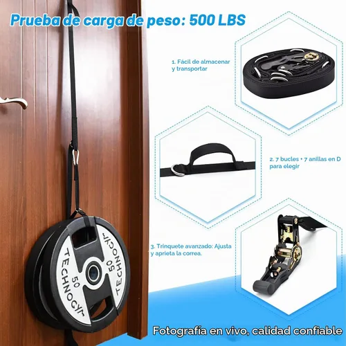 Vista 8 de Brebebe Anclaje de puerta mejorado para ejercicios de bandas de resistencia, anclaje de múltiples puntos con 7 bucles + 7 anillos D