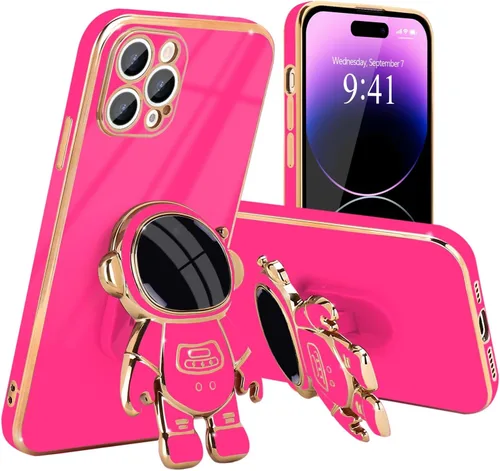 Vista 14 de Pepmune Funda compatible con iPhone 14 Plus, diseño de soporte de astronauta en 3D, protección de cámara, a prueba de golpes, suave funda para Apple
