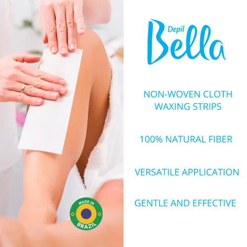 Vista 3 de Depil Bella Tiras de cera de tela no tejida 100% fibra natural Para depilación en casa y uso profesional (100 tiras)