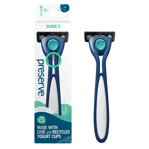 Vista 13 de Preserve Shave 5 Maquinilla de afeitar recargable de cinco hojas, hecha de materiales reciclados, rosa coral