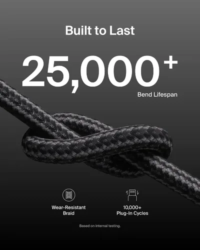 Vista 3 de Belkin Cable USB C con conector Lightning, 6.6 pies, cable de carga rápida suave, flexible, cable de carga Lightning para iPhone 14 y series Negro
