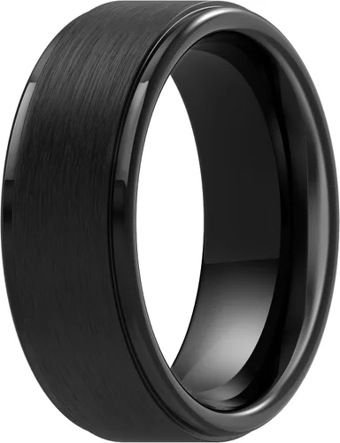 Vista 7 de ThunderFit Anillos de silicona para hombres, bandas de boda de goma con Pack A: Negro carbón