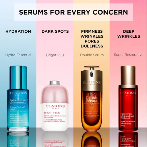 Vista 6 de Clarins Suero antienvejecimiento súper restaurador remodelador para piel madura debilitada por cambios hormonales Repone, ilumina y ayuda a