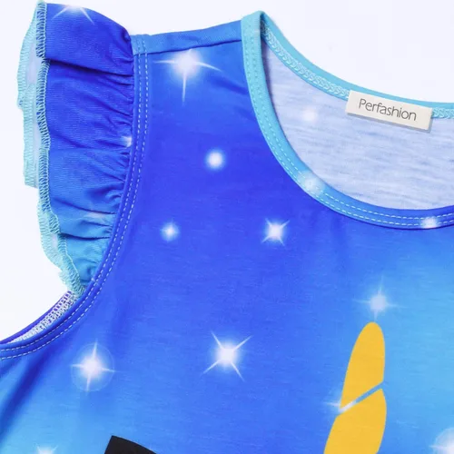 Vista 3 de Camisones de unicorniosirena a juego para niñas y muñecas, pijamas de verano con mangas voladizas