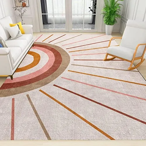 Vista 16 de Alfombra minimalista de lujo con diseño geométrico para sala de estar, alfombra moderna con estampado de mármol rosa dorado, alfombra rectangular