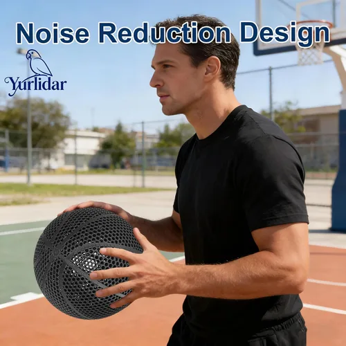 Vista 5 de Balón de baloncesto sin aire impreso en 3D, tamaño oficial 7, no necesita bomba, alto rebote y silencioso, entrenamiento de baloncesto y regates