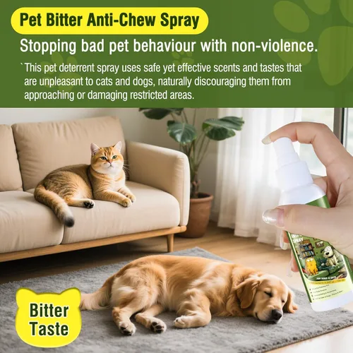 Vista 2 de Spray amargo antimasticable para perros, deja de masticar y lamer, sin aerosol masticable para perros y gatos, protege las pertenencias