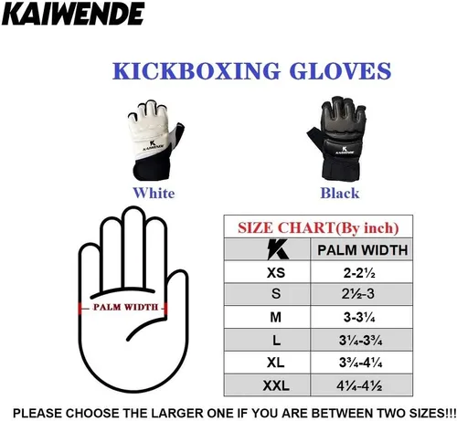 Vista 2 de Guantes de kickboxing de medio dedo, también aptos para entrenamiento de taekwondo, entrenamiento ligero, Muay Thai, artes marciales (Karav MAGA)