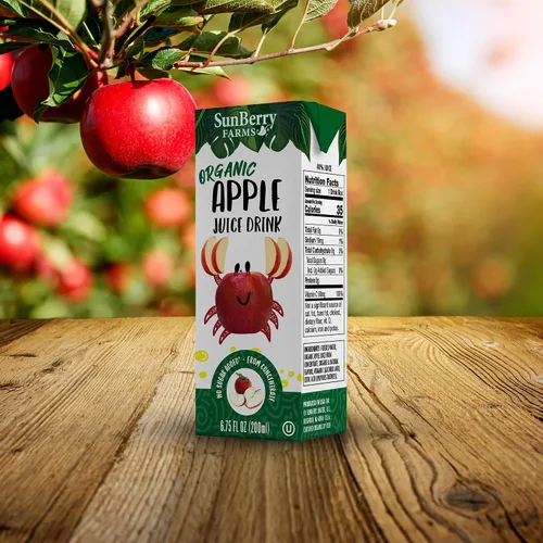 Vista 6 de Sunberry Farms Bebida orgánica de jugo de manzana, paquete de 32 (6.75 onzas líquidas cada uno), sin azúcar añadido, USDA Orgánico, sin gluten, sin