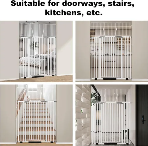 Vista 6 de Puerta para gatos extra alta de 68", se adapta a aberturas anchas de 30.5"-47.5" con kits de extensión de 2.75", 5.5" y 8.25", espacio extra