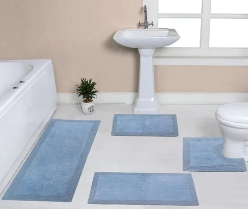 Vista 13 de Home Weavers Luxury Collection 100% Cotton Reversible Bathroom Rugs Set, Washable Rug, Soft Cotton Extra Soft and Absorbent Bath Rug, Kitchen Mat, 2