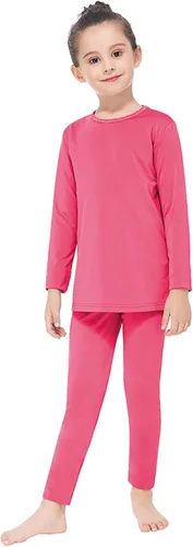 Vista 25 de MANCYFIT Conjunto de ropa interior térmica para niñas, con forro polar largo, capa base ultra suave Rosa bebé