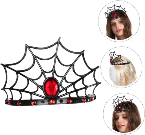 Vista 2 de SHOWERORO Diadema de telaraña, decoración de graduación, suministros de maquillaje, diademas de maquillaje, diademas de festival, accesorios
