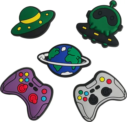 Vista 3 de IOKUKI Dijes para zapatos, 35 unidades, para adolescentes, baloncesto, fútbol, voleibol, béisbol, videojuegos, astronautas y pines deportivos