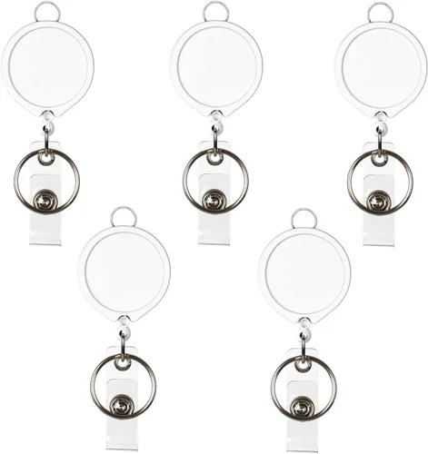 Vista 7 de AIWOQI Paquete de 5 carretes retráctiles negros para cordones, enfermeras, soporte para insignias, carrete retráctil con anillo de metal, con clip