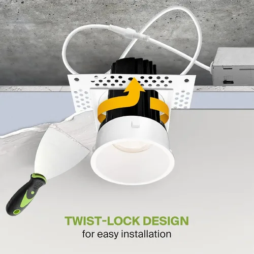 Vista 3 de ASD - Lámpara de techo empotrable LED sin bordes de 2 pulgadas, descendente sin lata con caja de conexiones, 5CCT seleccionable 2700K-5000K, 8W 636