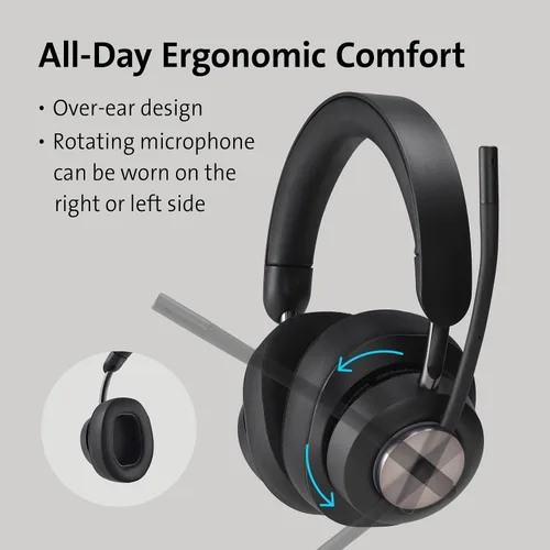 Vista 3 de Kensington Auriculares Bluetooth H3000 sobre la oreja, color negro
