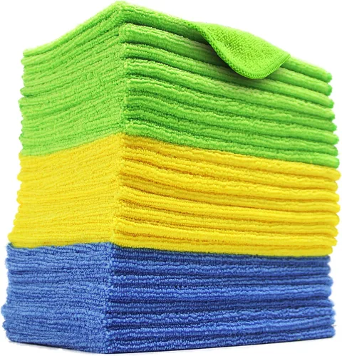 Vista 8 de POLYTE Paño de limpieza de microfibra, 12 x 16 pulgadas, azul, verde, amarillo, paquete de 36